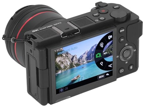 Fotocamera Digitale 5K per Fotografia, Zoom Ottico 64MP 12X WiFi Auto Focus WDR Anti Shake Vlogging Camera con Touchscreen Flip da 3,2 Pollici a 270° e Porta Hot Shoe Videocamere