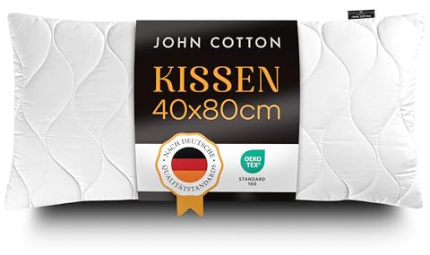 John Cotton Kopfkissen 40x80 cm – Hotel-Luxus-Stepp-Kissen für Nackenschmerzen, Verstellbares Kissen mit Reißverschluss - 450g Füllung, Bequemes Schlafkissen für Allergiker, Oeko-TEX (40 x 80)