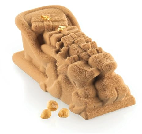 Silikomart | 20.483.87.0065 Kit north pole 940 con stampo in silicone e cassa in plastica per realizzare tronchetti a tema natalizio - 210x87 h 80 mm