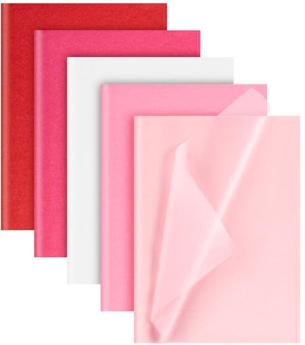 NEBURORA 120 Blatt Seidenpapier in Rot, Rosa und Weiß 35 x 50 cm Geschenkpapier zum Valentinstag Großpackung für selbstgemachte Geschenktüten, Hochzeit, Valentinstag, Party-Dekoration