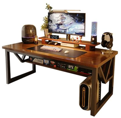 Wrobelax Escritorio de Estudio para Oficina en Casa, Escritorio de Gaming, Escritorio para Computadora con Estantes Horizontales, Fácil de Montar, para Estudio, Salón, de Trabajo(Size:160x60x75cm)