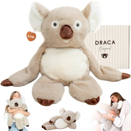 DRACA Weighted Stuffed Animal Gewichtskuscheltier 2,3kg | Gewichtstiere Kinder Weighted Plush | Gewicht Kuscheltier | Gewichtskuscheltier für Erwachsene und Kinder | Koala Kuscheltier