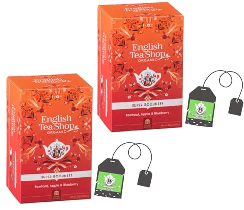 English Tea Shop | Infuso BIO Barbabietola Rossa Mela Mirtillo | Tisana in Scatola Eco Box Carota Frutta e Barbabietola - 2 x 20 Filtri Confezionati Singoli