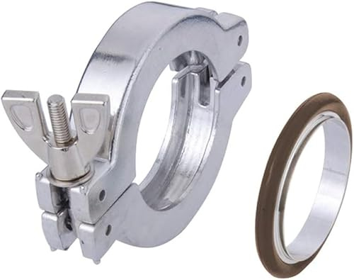 Etelux KF25 Vacuum Fittings ISO-KF Flange Size NW25 Aluminium Wing Nut Hinge Clamp + KF25 Aluminum Centering Ring with FKM O-Ring (KF25)