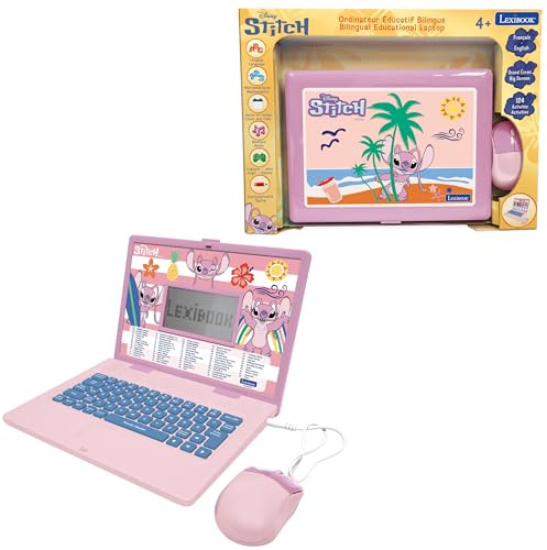 LEXIBOOK, Disney Stitch Angel, Bilingual Educational Laptop – 124 Activities in French/English, JC598D1i1