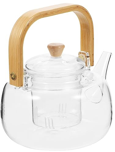 Kichvoe Théière Verre Transparent Avec Poignée Résistance Haute Température Infuseur Intégré Bouilloire à Thé Pour Infusion Délicate