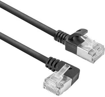 ACT CAT6A LAN Kabel Dünn U/UTP, 90° gewinkelt links, 0,15M - DA1930 | für Server, Netzwerk-Switches