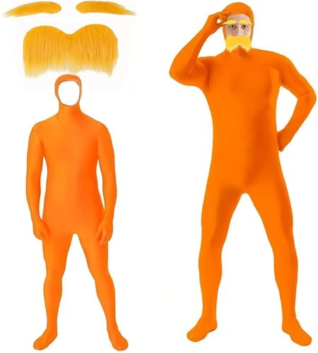PAIDAXING Disfraces de Halloween para adultos, mujeres y hombres, traje Zentai unisex, divertido traje de cara abierta, trajes de cuerpo completo, elastano elástico, color sólido, unitardo, cosplay