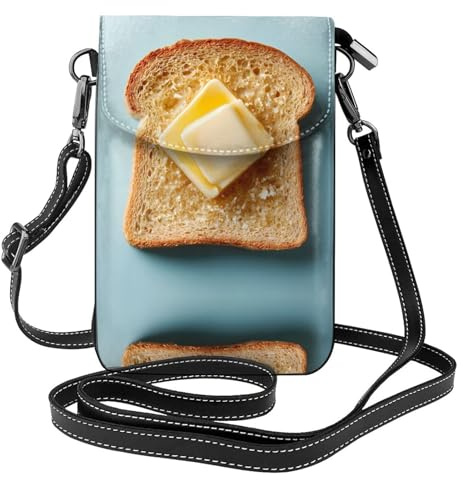 RRKDOY Sac à bandoulière avec image de beurre sur le pain, sac pour téléphone portable, petit portefeuille pour femme, un cadeau pratique adapté pour les sorties, l'exercice et le shopping