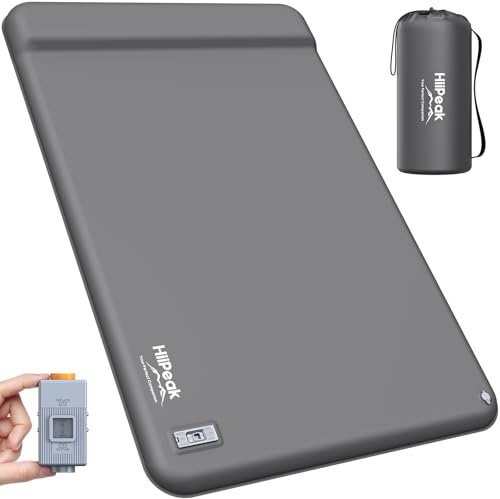 HiiPeak Double Camping Sleeping Pad with Electric Pump, 3 Thick 2 Person Self Inflating Memory Foam Mattress Pad with Pillow, Portable Sleeping Mat for Travel, Car, Tent, Full Size (Gray)