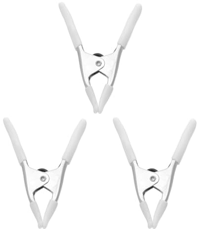 DOITOOL 3pcs 4-Inch Heavy Duty Steel Spring Clamps with PVC Protective Sleeve, Woodworking Clamps for Crafts and Photography Backdrops, White Plastic Covered Clips for Workshop and Home Use
