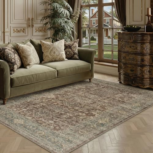PureCozy Vintage Teppich Wohnzimmer 120x170cm Rot Schlafzimmer