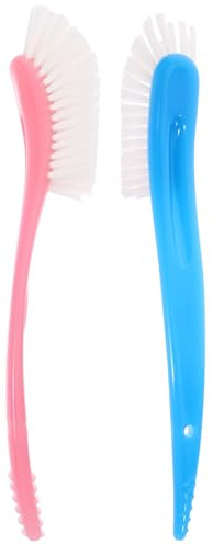 Milisten Lot de 2 Brosses Multifonctions pour Biberons et Gobelets, Plastique Sûr, Poils en Nylon Rigides, Poignée Trou Suspendre, Couleurs Bleu et Rose, Nettoyage pour Coins Difficiles
