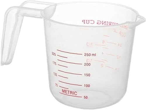Gobelet doseur en plastique de 250 ml avec poignée graduée, verres doseurs transparents, conteneurs empilables pour liquides, secs, solides, processus professionnel