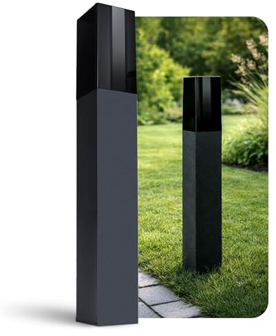 linovum BOSEA-A Pollerleuchte anthrazit IP44 - Wegeleuchte für 1x E27 Terrassenbeleuchtung in Rauchglas-Optik für Garten & Terrasse