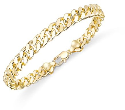 LUCA SMITH 8mm 14K Gold Cuban Chain Bracelet Miami for Men (7.5/8/8.5in) | 14K Gold Cuban Bracelets for Men & Women Curb Link Bracelet Ideal Jewelry Gift for Festival, for Boyfriend, Husband & Father