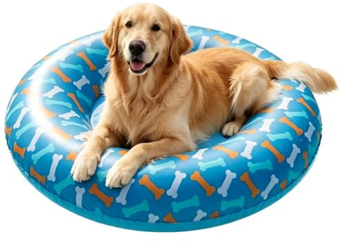 JIEBWCHA Hunde-Floß - PVC auslaufsicher, rutschfest aufblasbar - Hund Pool Floß | für Strandspiele Wasserparty See Entspannen, kleine und mittlere Rassen