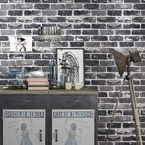 Okydoky Peel & Stick Grey Brick Wallpaper - Self-Adhesive, Vinyl Waterproof Vintage Wallpaper for House Decoration
