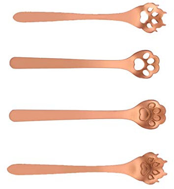 Cabilock 4 Stück Schicker Dessertlöffel Eierlöffel Kaffeelöffel Umrühren Teelöffel Kochlöffel Eislöffel Kaffeelöffel Aushöhlen Kleine Löffel Barlöffel Umrühren Rostfreier Stahl Metall Katze