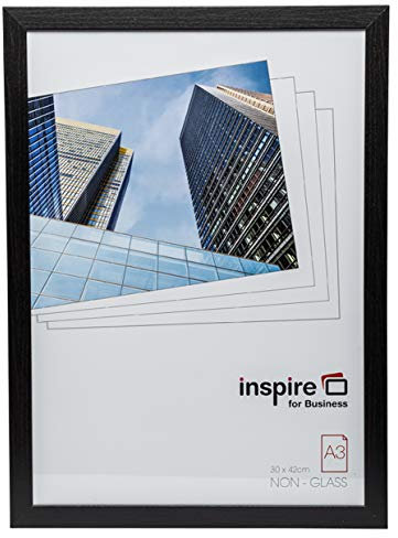 Hampton Frames | Poster Frame | A3 (30x42cm), Black, Rectangular, Wood Effect MDF, Acrylic Front | Lightweight, Wall Mount, Portrait or Landscape | For Photos, Prints, Artwork Display