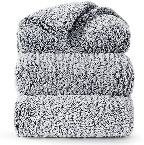 BEDSURE Decke Sofa Kuscheldecke Flauschig Grau - Warm Sherpa Sofaüberwurf Winter Decke groß, Dicke Sofadecke Couchdecke, 220x240 cm XXL Wohndecke für Couch