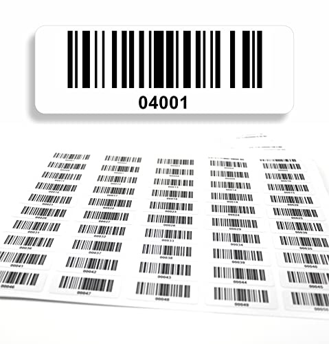 Barcodeetiketten 4001-5000 fortlaufend 5-stellig DGUV Prüfung Barcode Etiketten 1.000 Stck Strichcode Elektrotechnik Code128 selbstklebend 50x17mm (04001-05000)