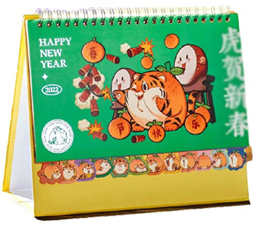 Tischkalender 2022 Cartoon Tiger Schreibtisch Kalender 2022, Multifunktions Nette Schreibtischkalender for den Zeitplan Plan Notebook Daily Termine, kreative Verzierung Rekordzeit ( Color : Green )
