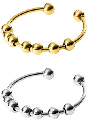Purelei Shade Anxiety Ring - Fidget – Damenring aus langlebigem Edelstahl – Wasserfeste Ringe – in verstellbaren Größen erhältlich von 50-66 - Damenschmuck