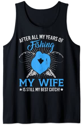 Hombre Esposa es mi mejor captura divertido Fishkeeping Acuarista gráfico Camiseta sin Mangas