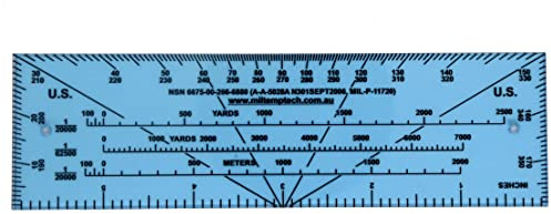MTT PL - Military-Protractor-11720 Made to NSN 6675-00-266-6880 is a Pocket Sized Land Navigation map Tool Including a Degrees Protractor inches Ruler in Yards and Meters.