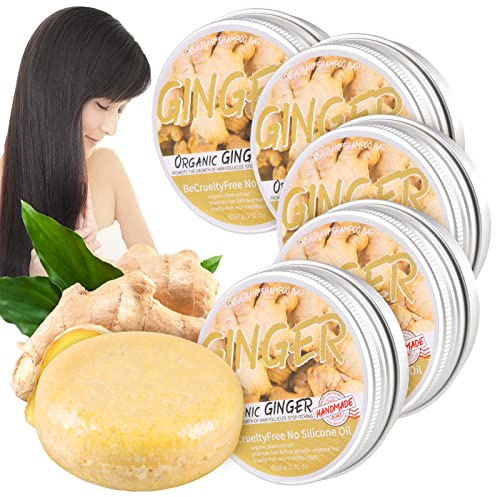 Zoreni Ginger Hair Regrowth Shampoo Bar, Natural Organic Ginger Shampoo Soap for Anti Hair Loss,dandruff,itching, Promotes Hair Growth, 5 Pack (2 Fl Oz each)
