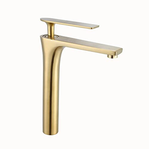 BiaoTeng Robinet Lavabo Salle De Bain Or Brossé Robinet Salle Bain Pour Vasque à Poser poignée unique Robinet Vasque Laiton Brossé,Or brossé B