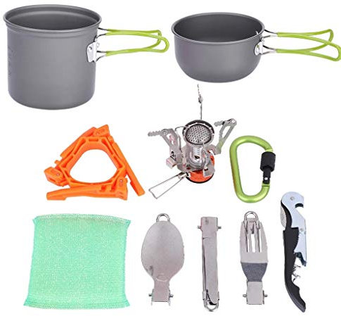Tragbares Outdoor-Kochset aus Aluminiumlegierung, Camping, Wandern, Kochgeschirr, Picknick, Suppentopf für 1-2 Personen, Camping, Wandern