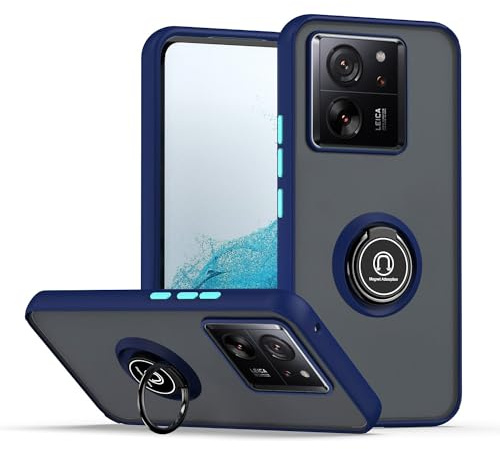 XINYEXIN Funda para Xiaomi 13T / Xiaomi 13T Pro, Funda con Soporte de Anillo, TPU + PC Translúcido Anti- Arañazos Carcasa Protectora Antigolpes Case Cover - Azul Real