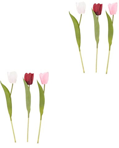 Abaodam 6pcs Realistic Faux Tulips Artificial Flowers Wedding Scene Decoration Home Tulips Decor