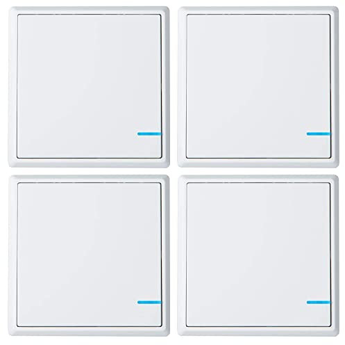 NineLeaf 4Pièces Interrupteur sans fil, panneau d'interrupteur, panneau d'interrupteur mural, interrupteur intelligent, pas de câblage, idéal pour les lampes LED au plafond (seulement l'interrupteur)