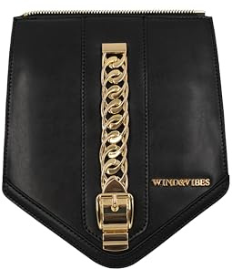 WIND & VIBES Austauschbare Buckle Golden Chain Flap für synthetische Leder-Tasche - Passen Sie unsere Tasche ganz einfach an, um Ihrem Lebensstil eine charmante Note zu verleihen