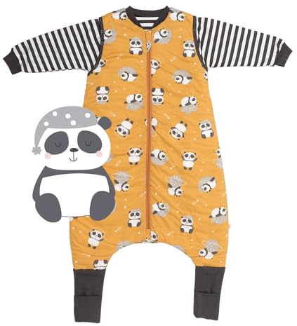 Slumbersac Sacco nanna con piedini bambini 2.5 Tog 70 cm Panda I Sacco nanna con gambe per dimensione del corpo 70-80 cm | Sacco nanna maniche rimovibili