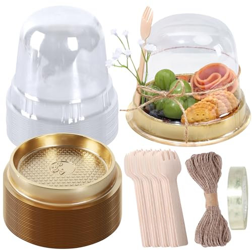 Whaline Einweg-Cupcake-Behälter mit Göffel aus transparentem Kunststoff, für Dessert-Display, Charcuterie, Weidetisch, Catering, Event, Hochzeit, 150 Sets