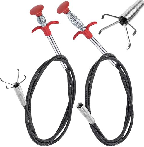 200 cm / 90 cm Gripper Flexible Claw Gripper Pack of 2 Pipe Cleaning Spiral Drain Spiral Gripper Pliers Telescopic Drain Cleaner Toilets Spiral Telescopic Gripper for Kitchen Bathroom Sewers
