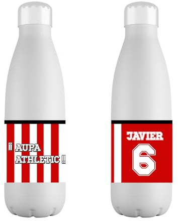 Botella Personalizada del Athletic de Bilbao Con Nombre - Acero Inoxidable 700 ml - Equipo de Fútbol - Regalo Original Para Niño y Niña