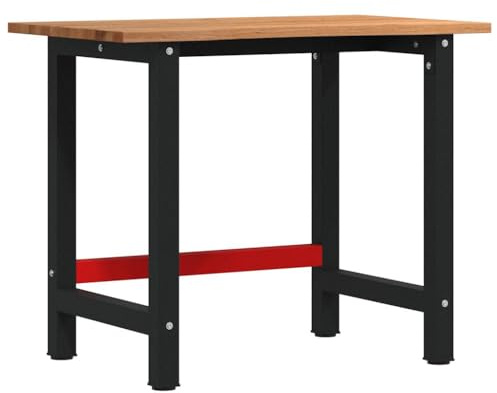 vidaXL Banco Lavoro Marrone Chiaro 100x60x81,5cm Legno Massello Rovere, tavolo da lavoro, postazione da lavoro, banco da lavoro in metallo