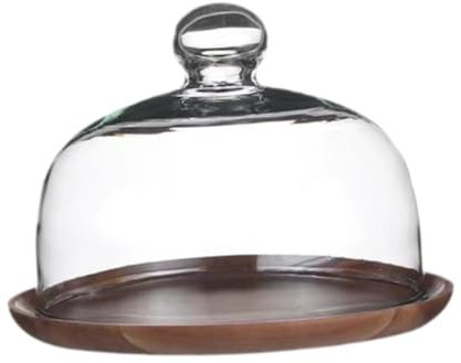 Folpus Alzata per Torta in Legno con Cupola, Vassoio per Esposizione di Frutta e Dolci, Piatto da Portata Rotondo per Torta, per Cucina, Festa, Matrimonio, Coperchio da 18 Cm