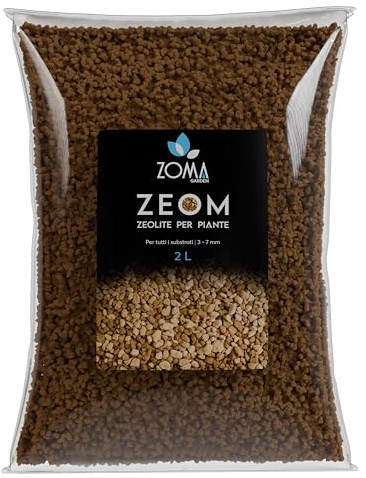 ZOMA ZEOM - Zeolite per Piante professionale 3/7mm, Inerte naturale per substrati, Zeolite per agricoltura Drenante, Ossigenante e Anti-Ristagno, Zeolite per orto Estratta e prodotta in Italia - 2l