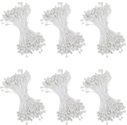 900 Stück Pfeifenreiniger Blumen Staubblatt Weiß, Mini Doppelköpfe Künstliche Staubblätter, Matte Kunstblume Staubgefäße, Artificial Flower Stamen Pistil für Blumen Basteln, DIY Projekte Dekoration