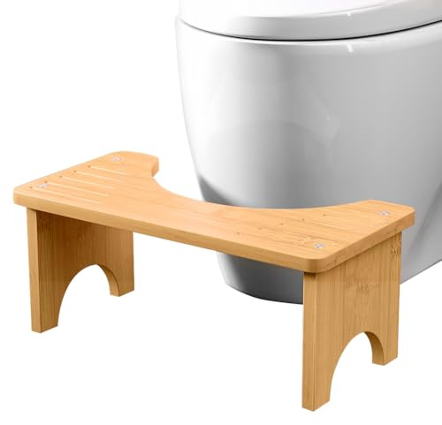 YNNHUDEEP Toilettenhocker aus Bambus, Bambus Toilettenhocker für Erwachsene, Gesunder und Tragbarer Klohocker, Tragbarer Toilettenhocker für Hämorrhoiden Verstopfung Blähungen- 40x20x17cm