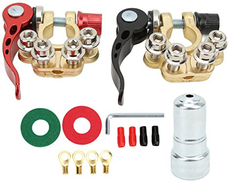 Terminal De Batterie En Laiton 4 Voies Positif Négatif Haute Conductivité Électrique Pour Voiture Camionnette Van Caravane Compatible SAE JIS Type A