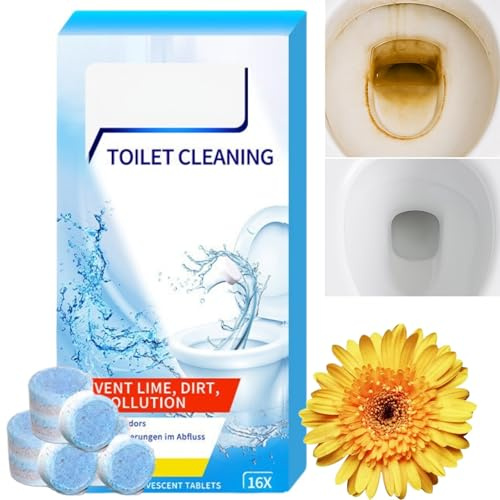 16pcs Toilet Cleaner Tablets,Toilet Descaler Heavy Duty,Powerful Foam Fizzy Toilet Cleaner & Limescale Remover,Long-Lasting Bleach Cleaner,Fresh Scent Toile/t Block,To/ilet Fresheners & Deep Cleaner