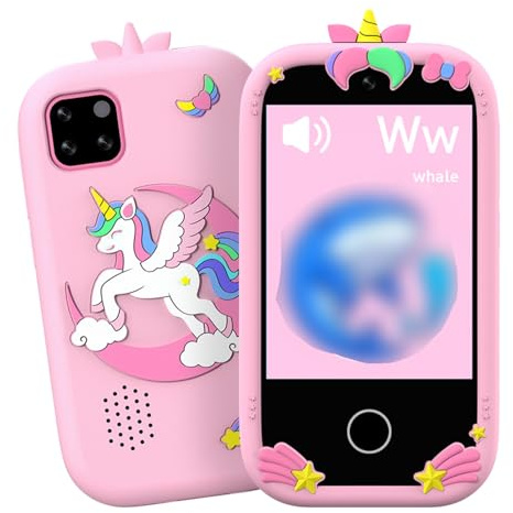 Annadue Téléphone Intelligent pour Enfants à écran Tactile de 2,8 Pouces, 32 Go de Mémoire avec 18 Jeux éducatifs Caméra Mp3 Mp3 Mp4 Lecteur pour Les Filles et Les Garçons (Pink)