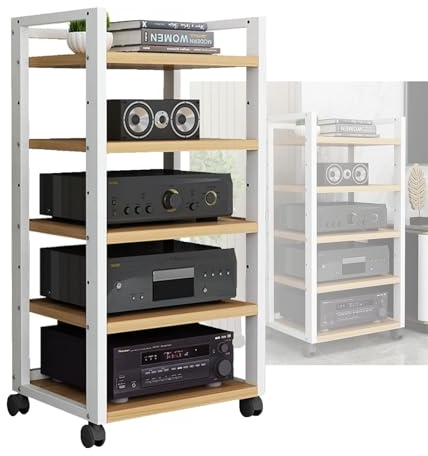 Mueble de Audio y vídeo con 5 estantes - Torre de Audio esquinera para Reproductores de DVD y Consolas de Videojuegos - Solución de Almacenamiento Ideal